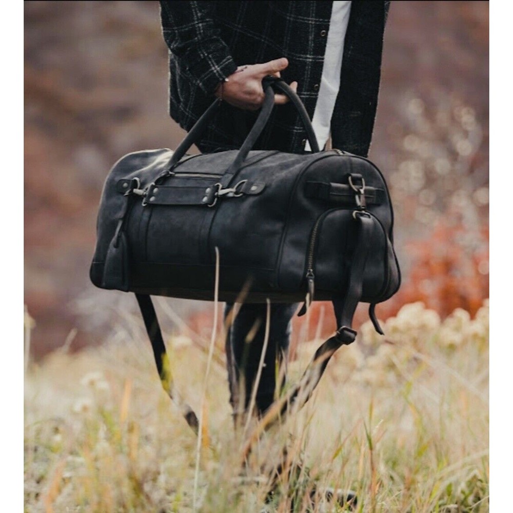 Kodiak Leather Weekender Leather Charcoal Gray Yukon 45L Duffle Bag